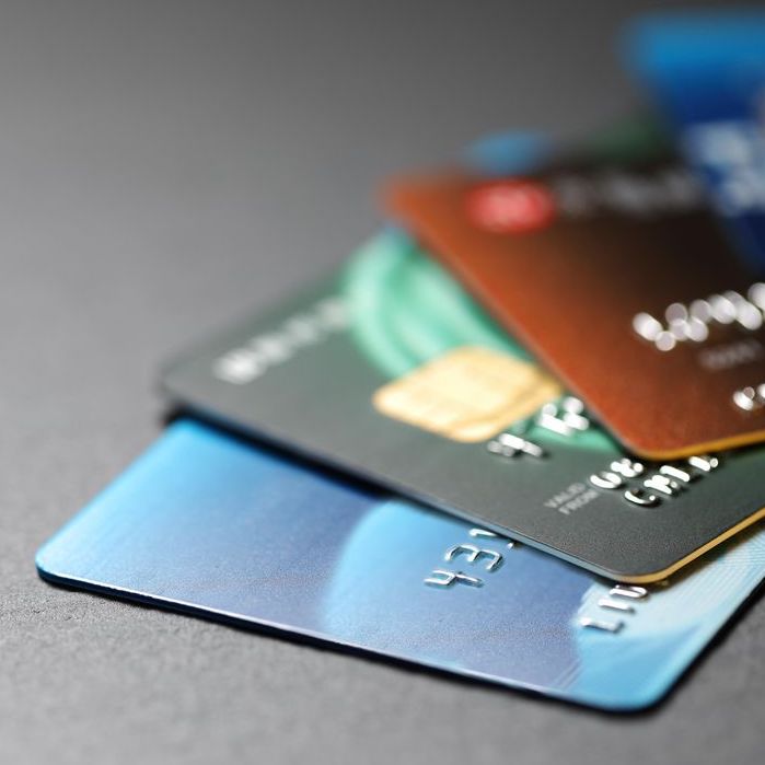 Credit cards stacked